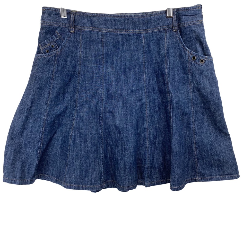 Vintage KHAKIS Women's Denim A-Line Skirt‎ Blue Size 12 Pockets Zip Closure 90's